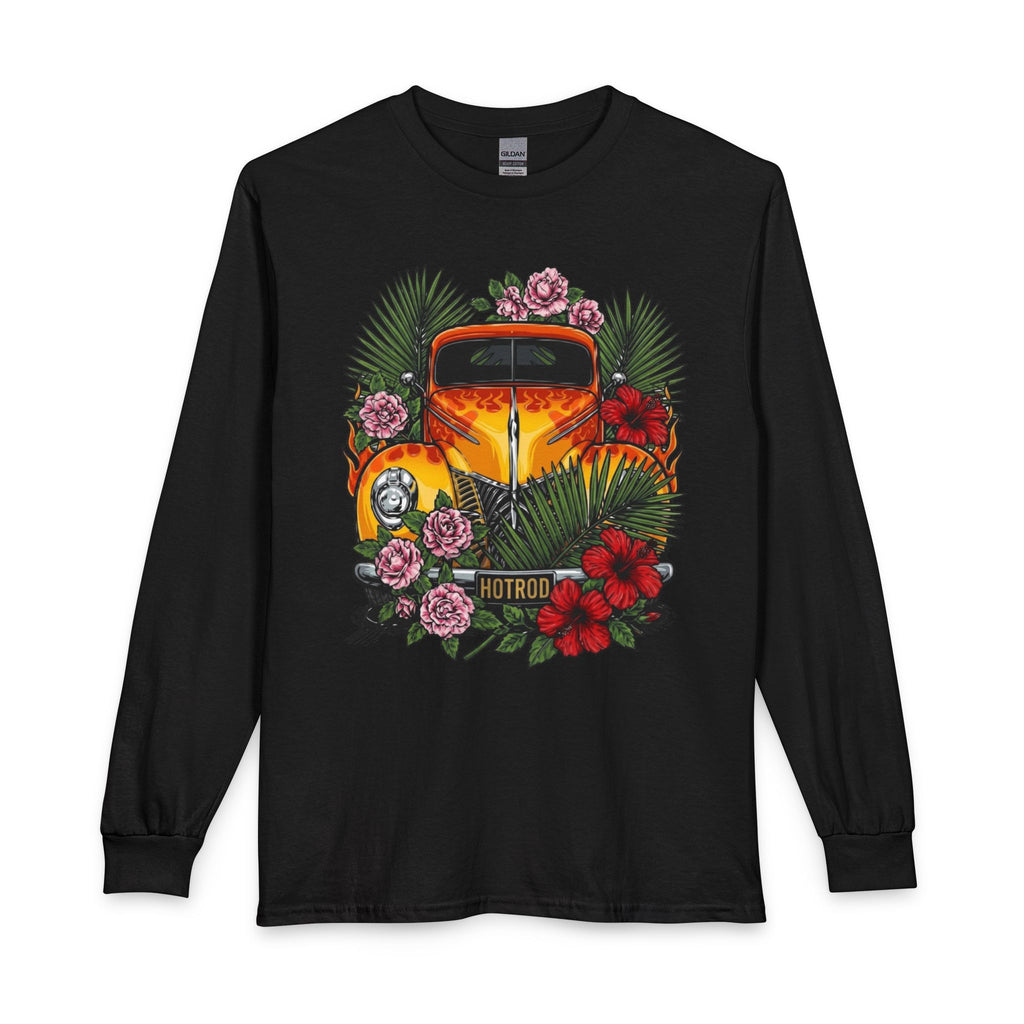 Hotrod Vintage Car Long Sleeve Tee — Tropical Floral Classic Custom Cars