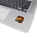 Hot Rod Floral Sticker — Vintage Orange Car with Hibiscus & Palms