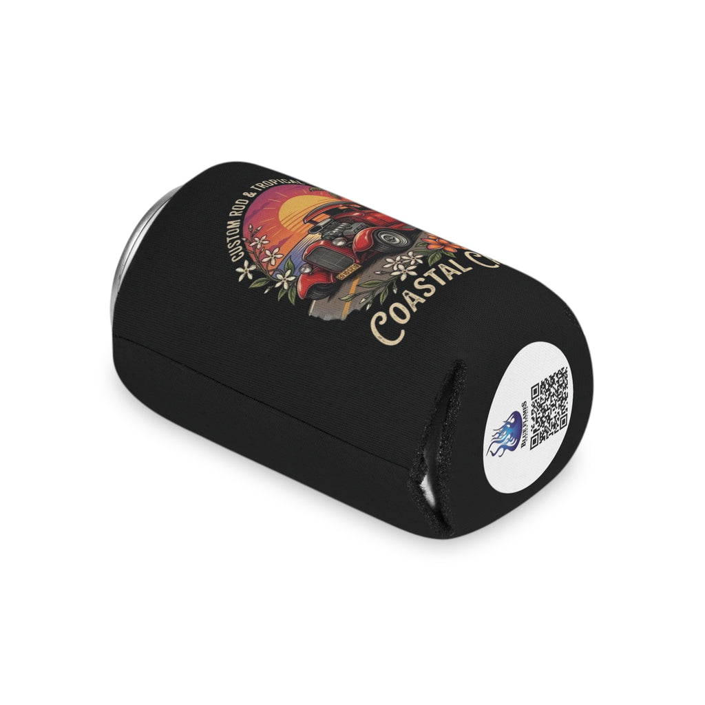 Can Cooler - Coastal Cruise Vintage Car Sunset Design