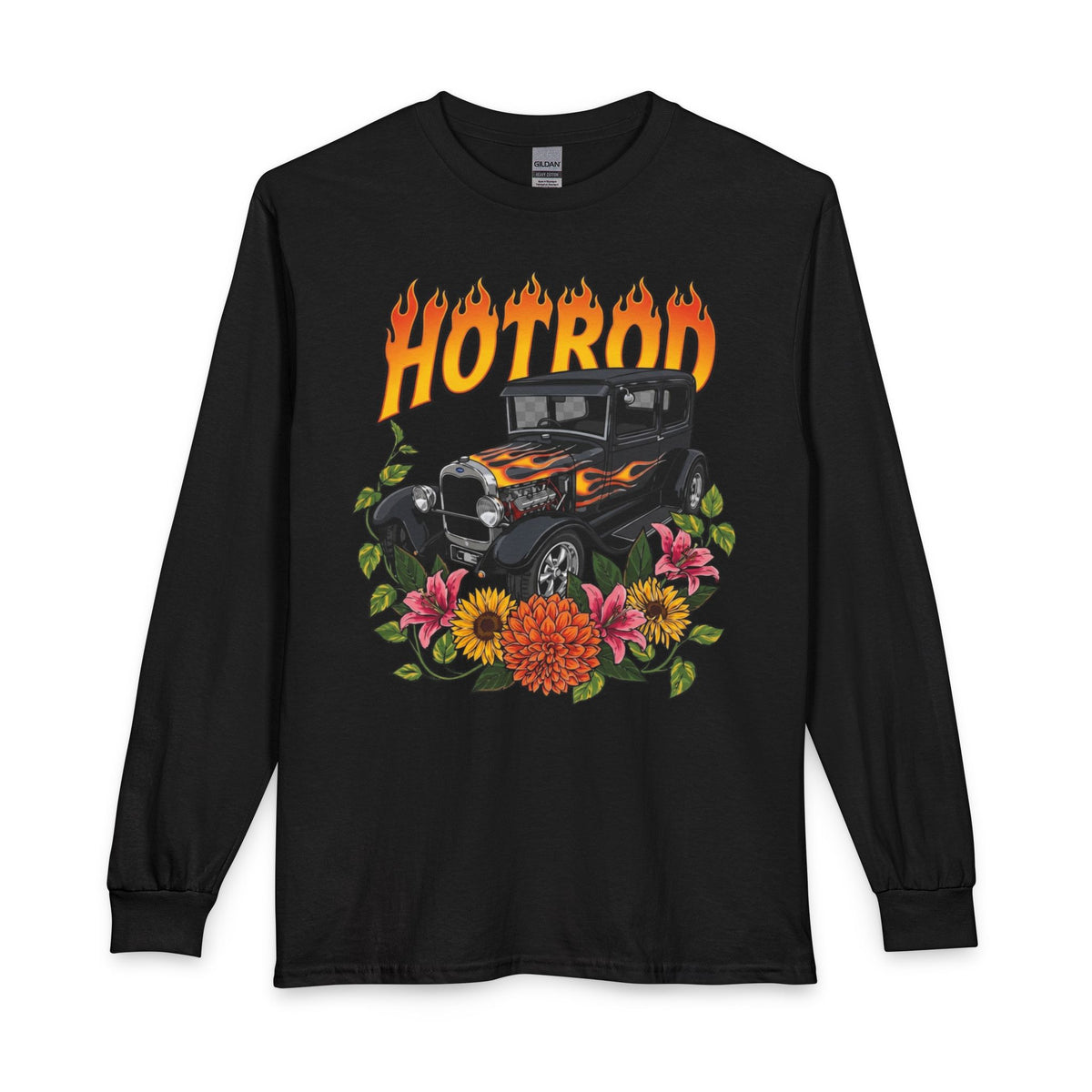 Hotrod Floral Long Sleeve Tee - Vintage Car Graphic Shirt