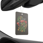 Vintage Red Car Air Freshener — Retro Automobile & Tropical Leaf Scented Car Accessory