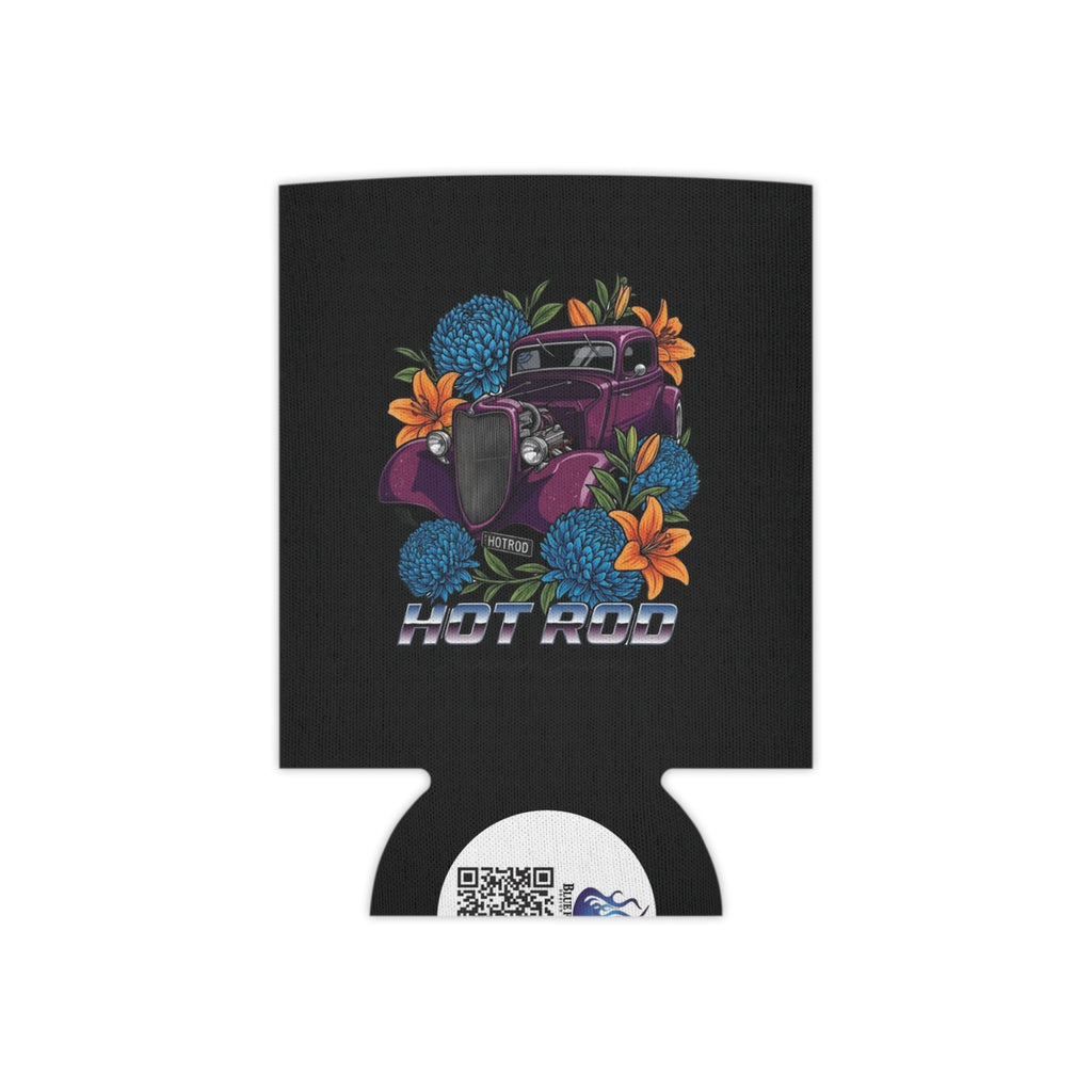 Hot Rod Can Cooler — Vintage Car Floral Beverage Koozie
