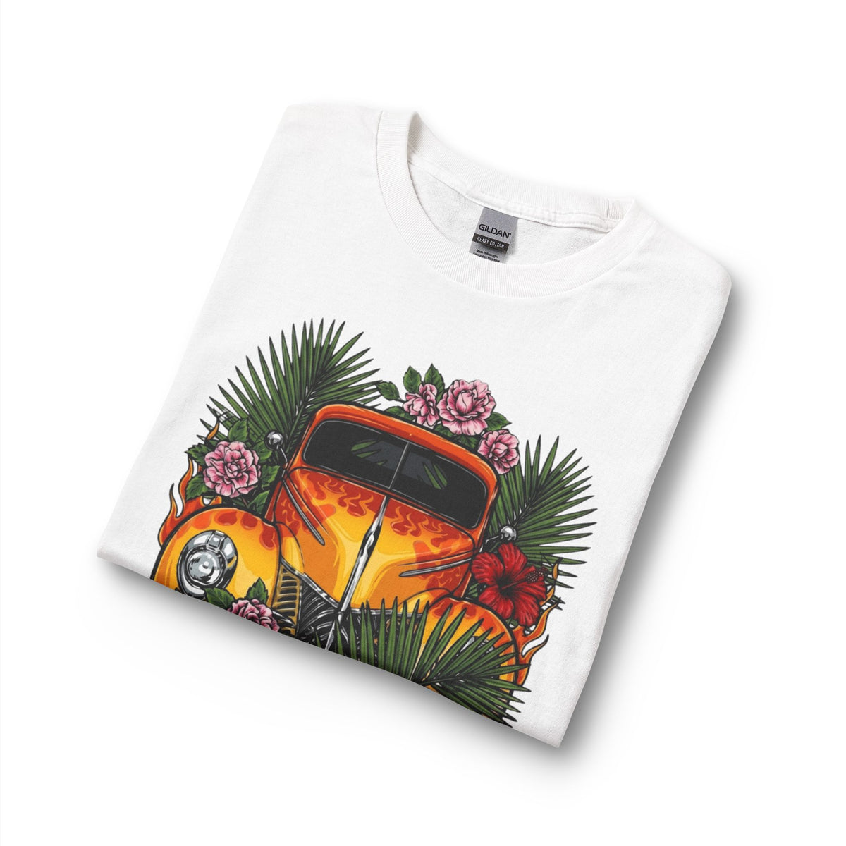 Hotrod Vintage Car Long Sleeve Tee — Tropical Floral Classic Custom Cars