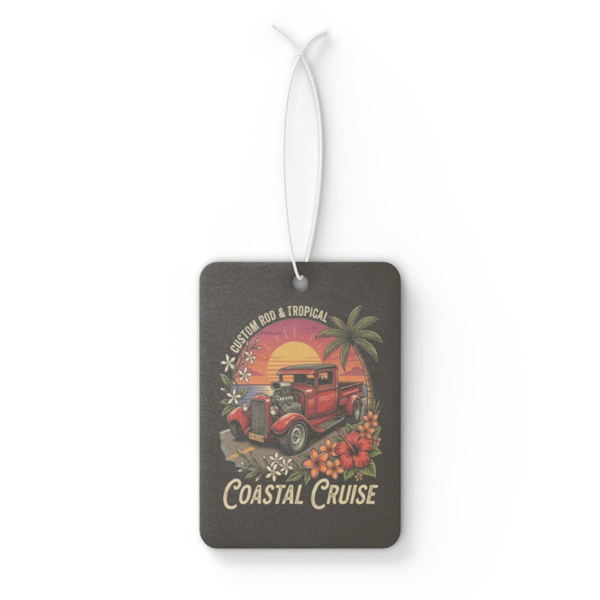 Coastal Cruise Car Air Freshener — Vintage Tropical Sunset Classic Car Scent with botanicals