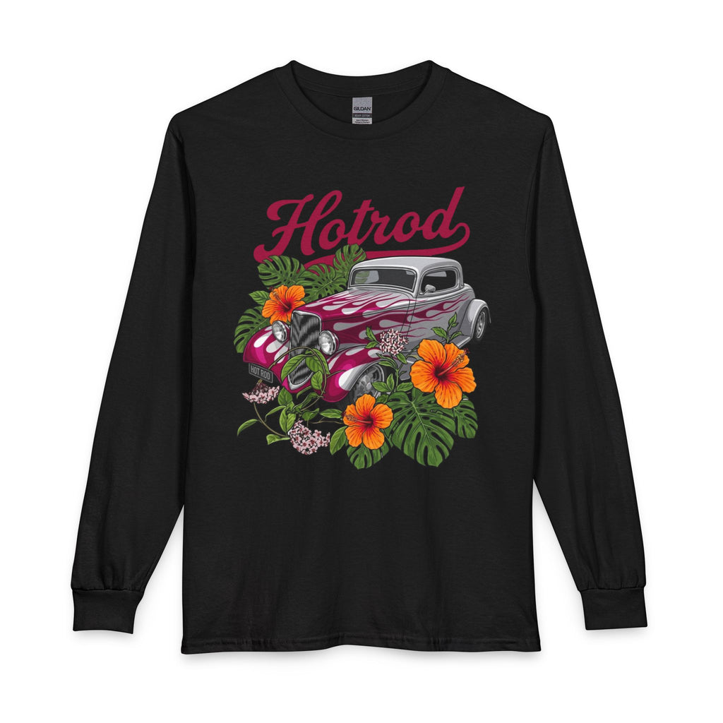 Hotrod Floral Long Sleeve Tee — Vintage Car Graphic Shirt