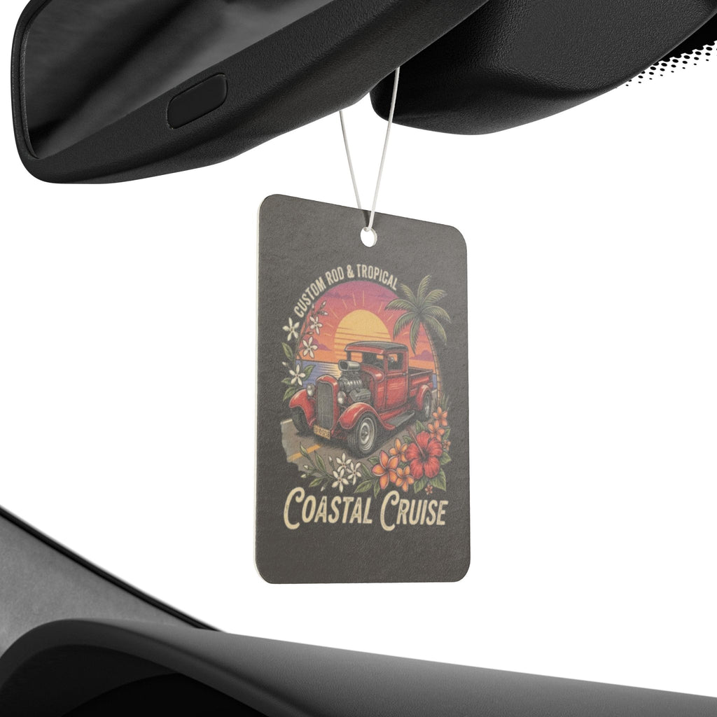 Coastal Cruise Car Air Freshener — Vintage Tropical Sunset Classic Car Scent with botanicals