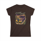 Crusing the desert with purple and gold flamed coupe desert scene and cactus botanical Blue Flames design Studio