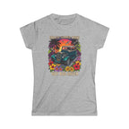 Classic Softstyle Women's T-Shirt 13 Endless summer cruse hot rod haven sunset, drangon flies and tropical botanical