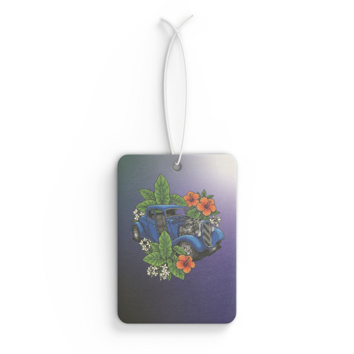 Vintage Blue hotrod Car Air Freshener — Floral Retro Auto Scent