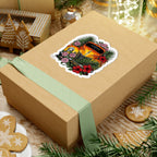 Hot Rod Floral Sticker — Vintage Orange Car with Hibiscus & Palms