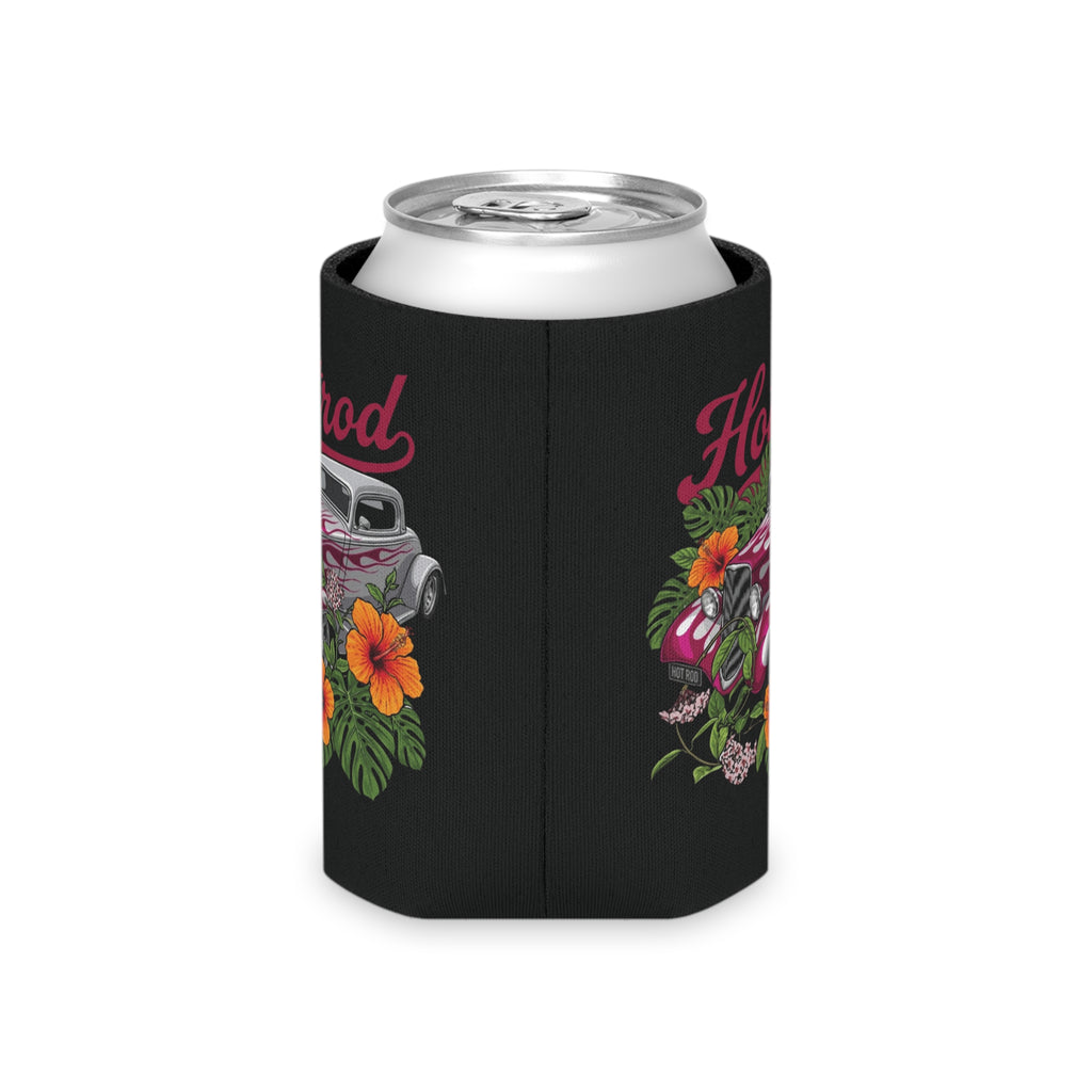 Hotrod Floral Can Cooler — Retro Car Drink Koozie