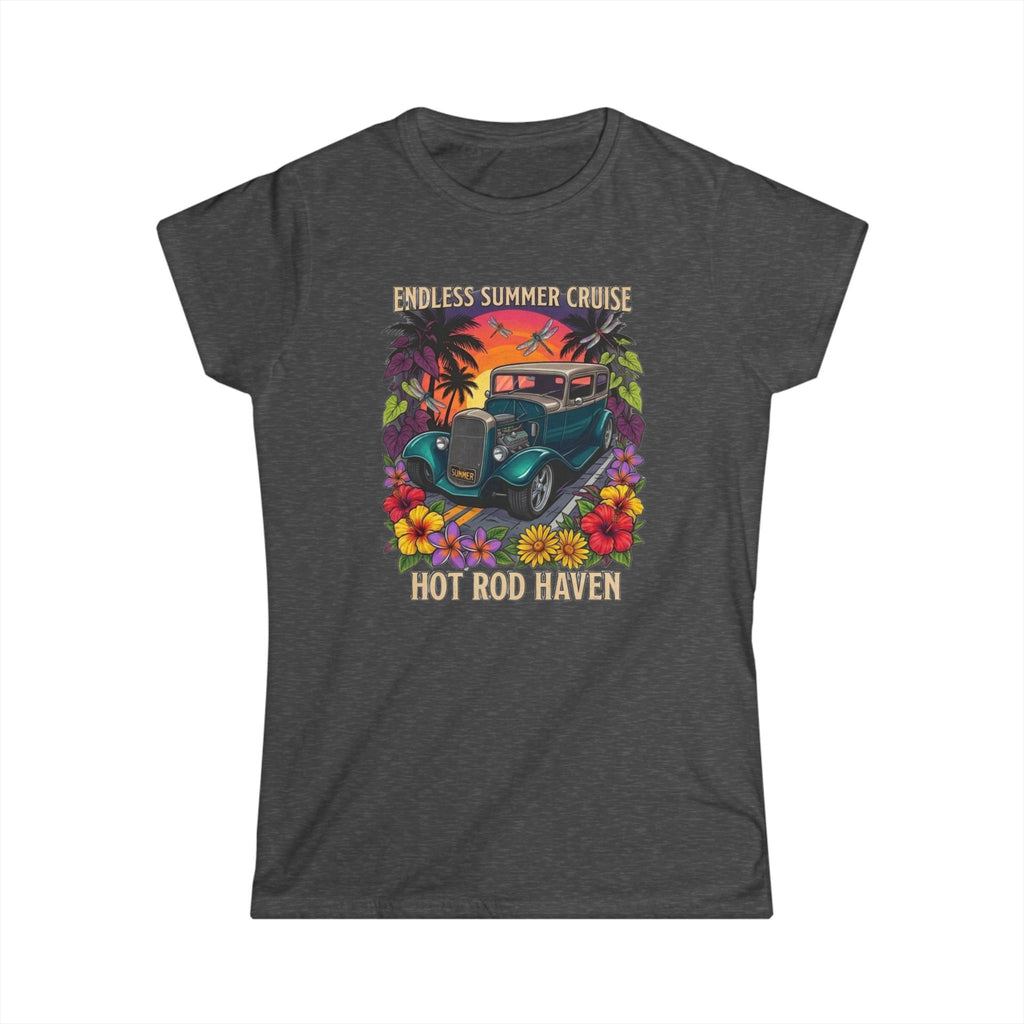 Classic Softstyle Women's T-Shirt 13 Endless summer cruse hot rod haven sunset, drangon flies and tropical botanical