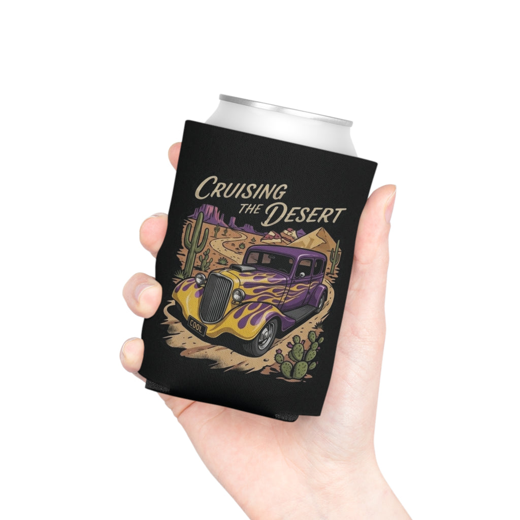 Cruising the Desert Can Cooler with cactus botanicals – Vintage Hot Rod Beverage Koozie