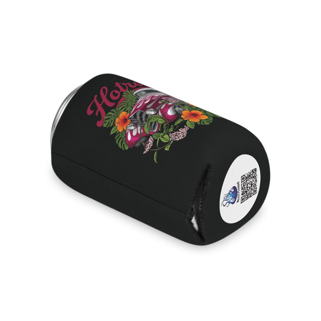 Hotrod Floral Can Cooler — Retro Car Drink Koozie