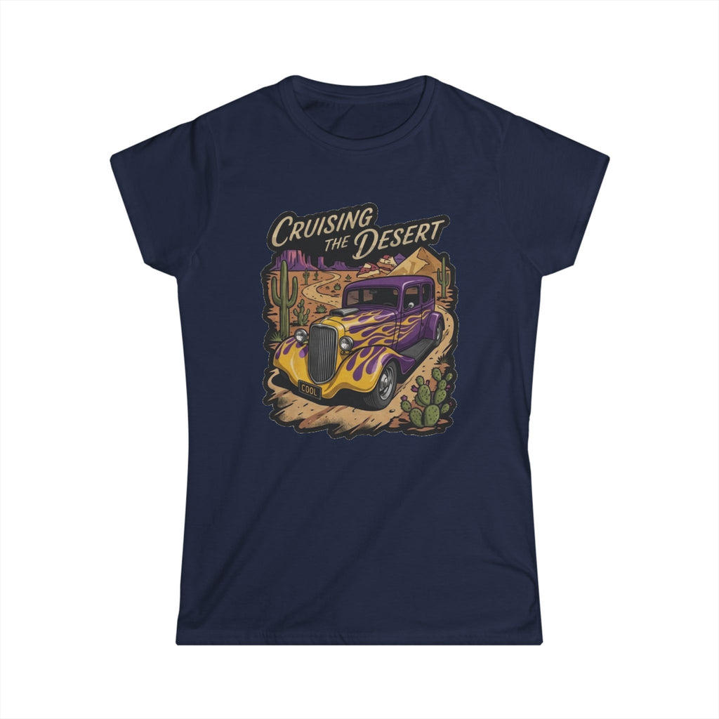Crusing the desert with purple and gold flamed coupe desert scene and cactus botanical Blue Flames design Studio
