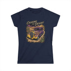 Crusing the desert with purple and gold flamed coupe desert scene and cactus botanical Blue Flames design Studio