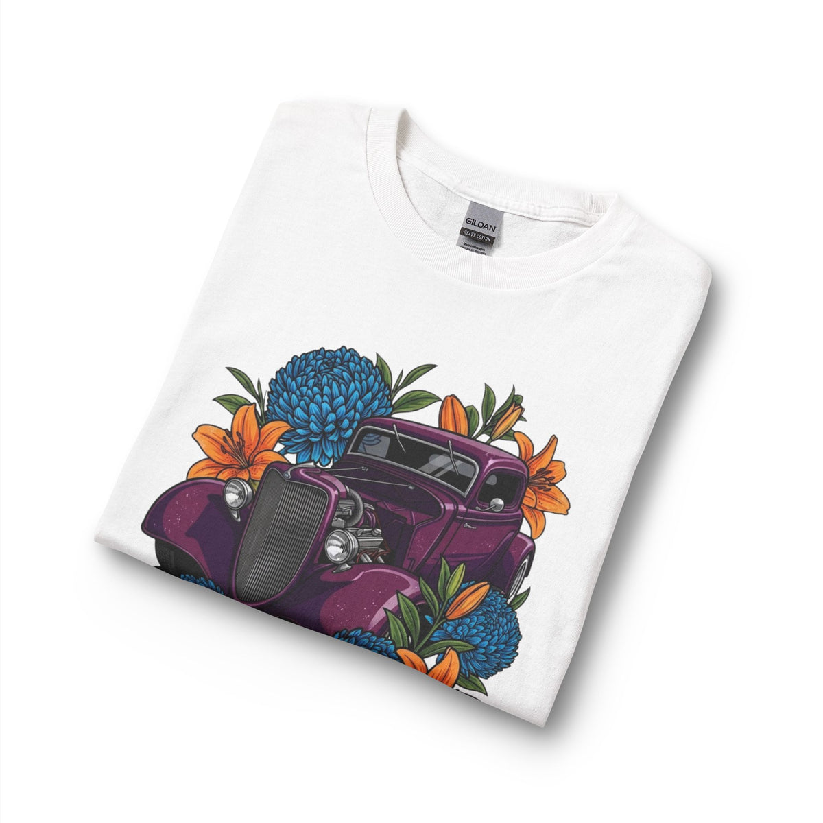 Hot Rod Long Sleeve Tee — 'Hot Rod Summer Cruising' Classic Car Floral Graphic