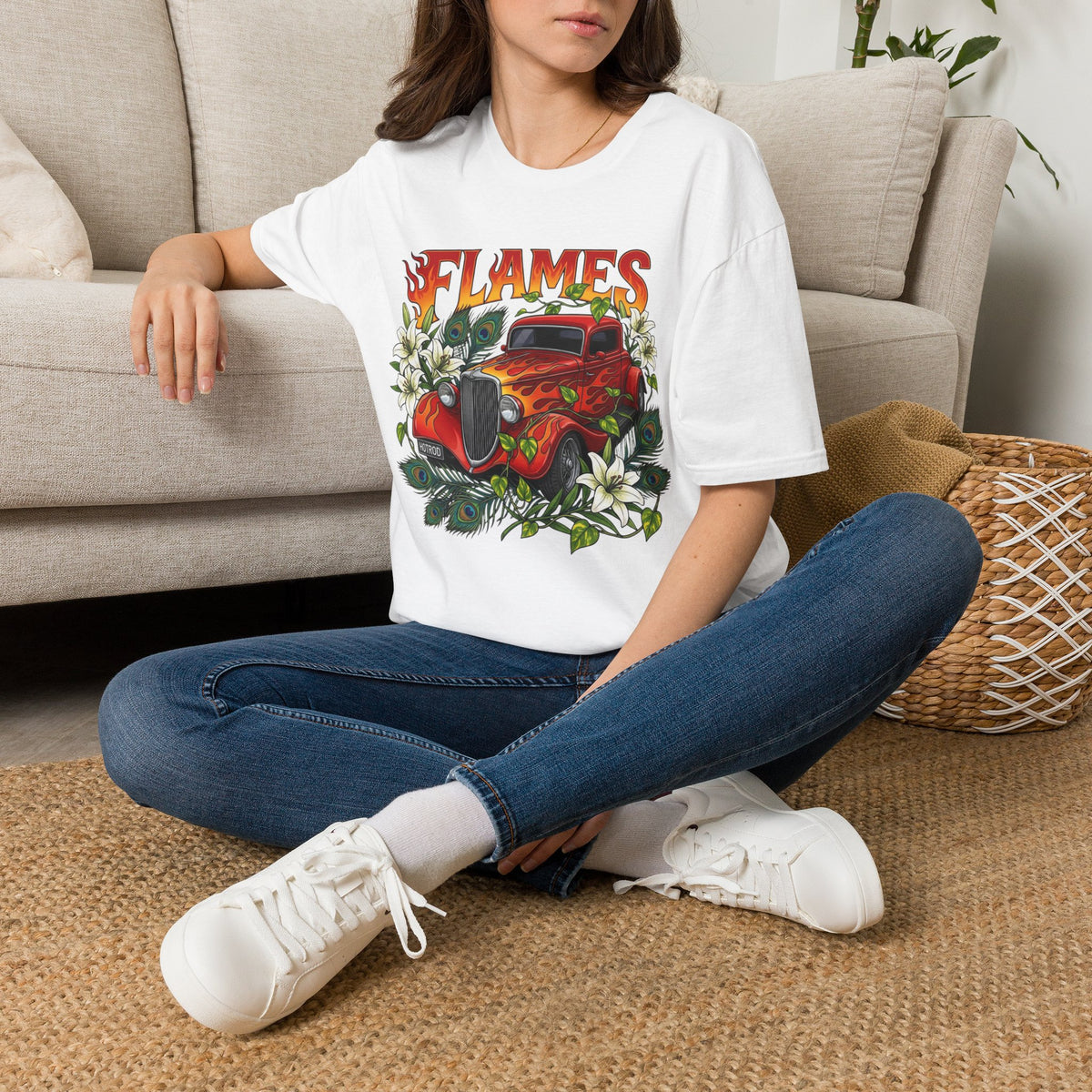 Vintage hotrod with botanicals