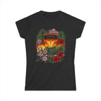 Women's Tee — Classic orange vintage hotrod with flames