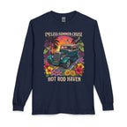 Hot Rod Haven Long Sleeve Tee — “Endless Summer Cruise” Vintage Car Beach Shirt with botanicals