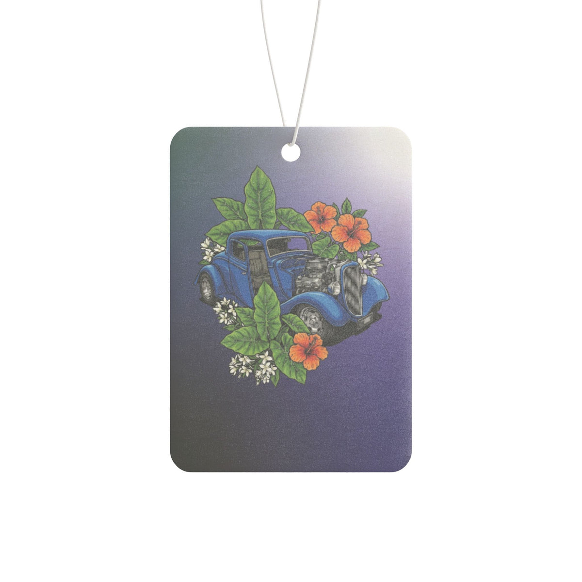 Vintage Blue hotrod Car Air Freshener — Floral Retro Auto Scent