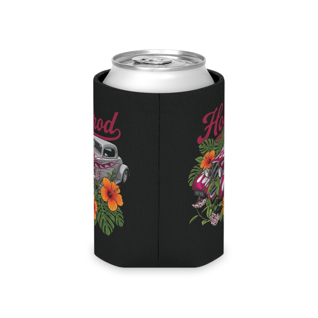 Hotrod Floral Can Cooler — Retro Car Drink Koozie