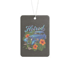 Hotrod Vintage Car Air Freshener — Retro Blue Car with Tropical Flowers