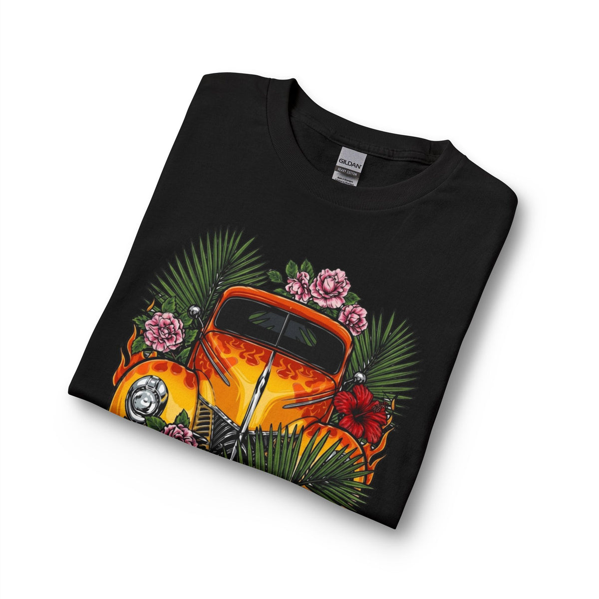 Hotrod Vintage Car Long Sleeve Tee — Tropical Floral Classic Custom Cars