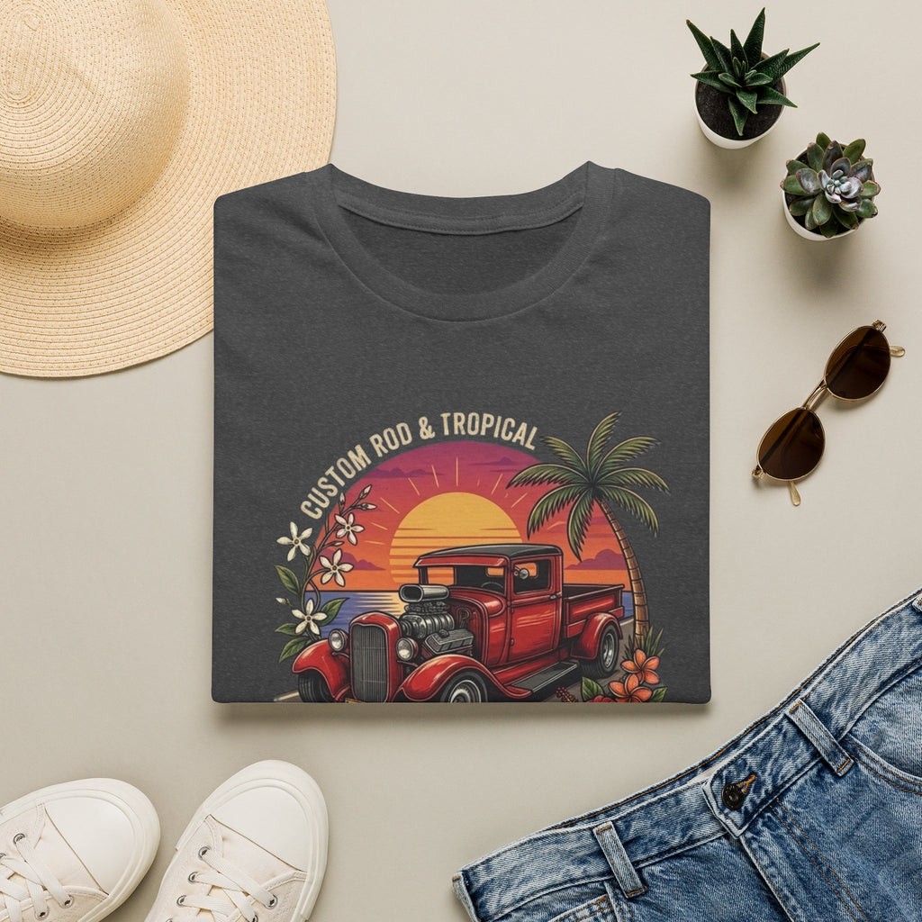 Coastal Cruise Vintage Car T‑Shirt — Retro Sunset Tropical Road Trip Tee