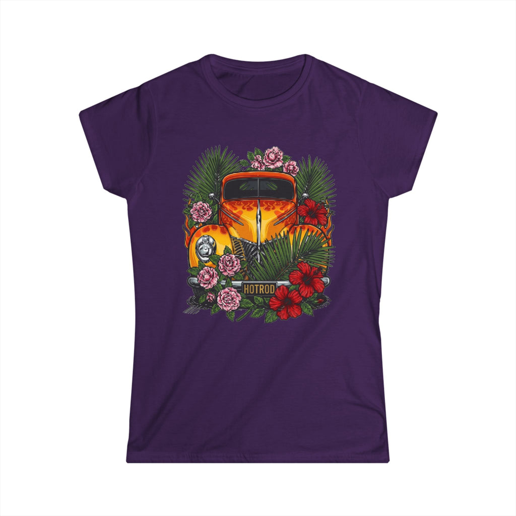 Women's Tee — Classic orange vintage hotrod with flames