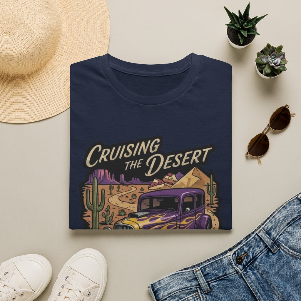 Cruising the Desert Vintage Car T-Shirt with cactus botanicals