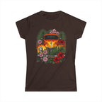 Women's Tee — Classic orange vintage hotrod with flames