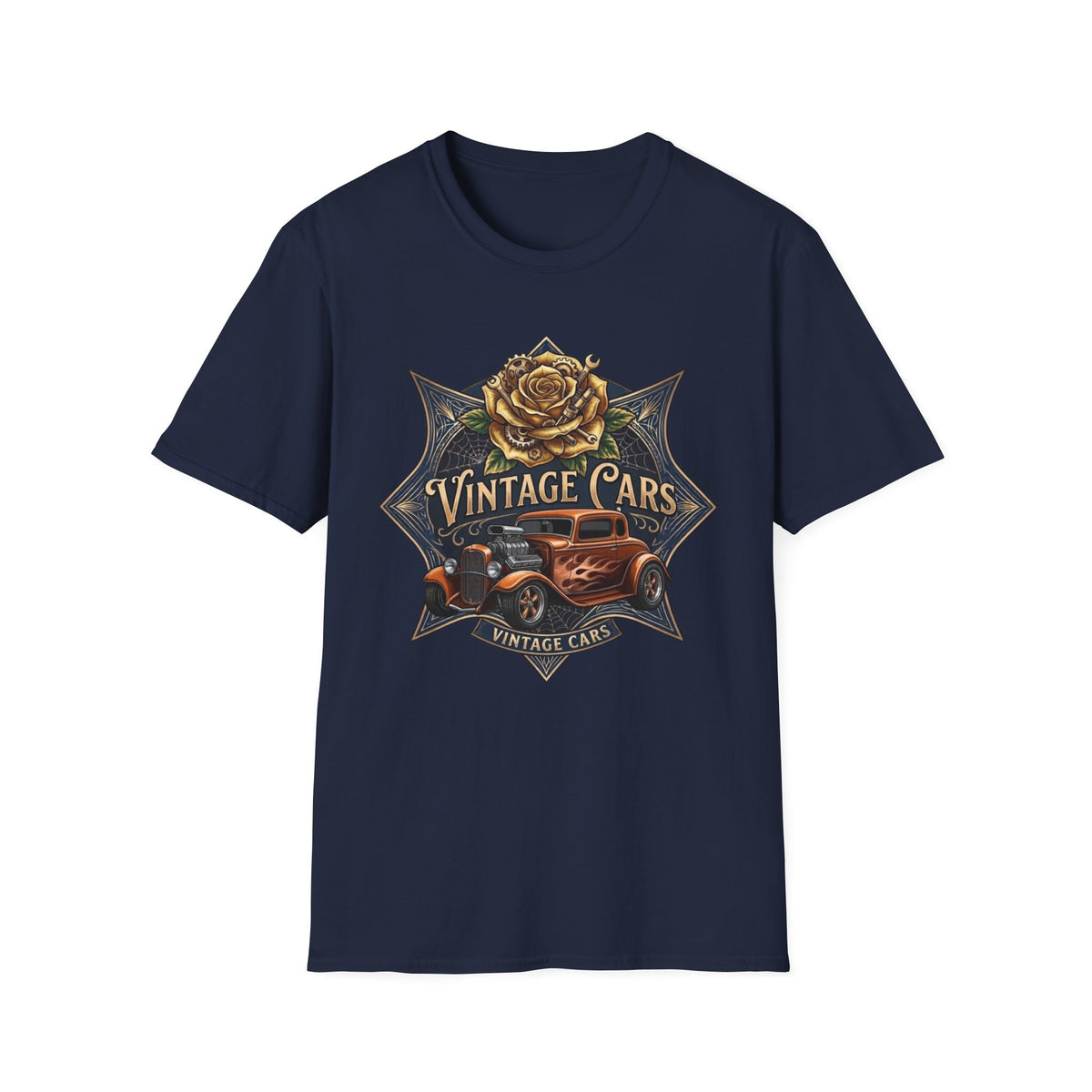 Vintage Botanical Car T-Shirt – Classic Retro Automobile Graphic Tee Bronze