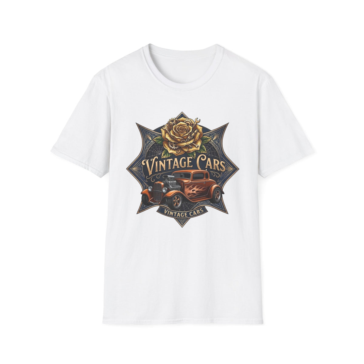 Vintage Botanical Car T-Shirt – Classic Retro Automobile Graphic Tee Bronze