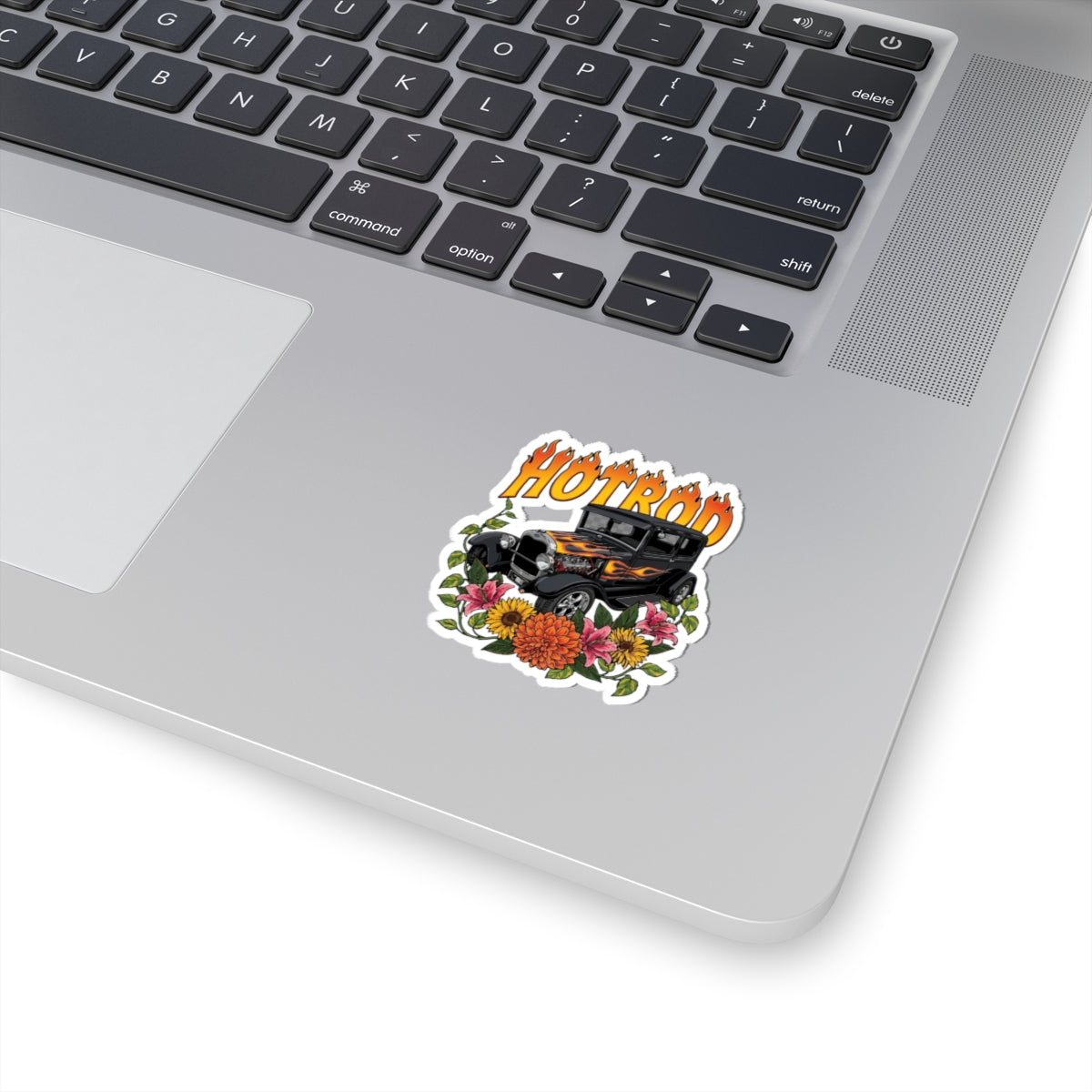 Hotrod Floral Sticker — Vintage Flame Car Kiss-Cut Decal