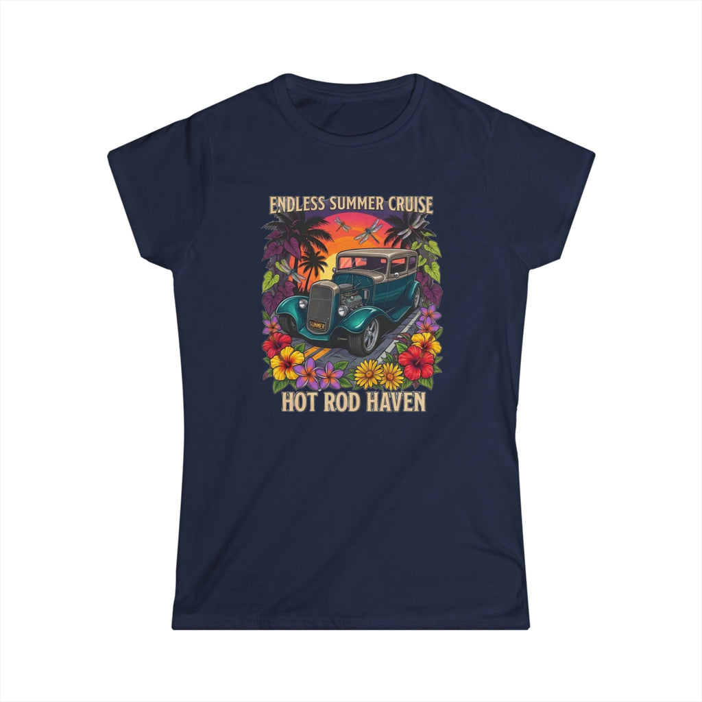 Classic Softstyle Women's T-Shirt 13 Endless summer cruse hot rod haven sunset, drangon flies and tropical botanical