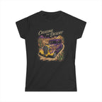 Crusing the desert with purple and gold flamed coupe desert scene and cactus botanical Blue Flames design Studio