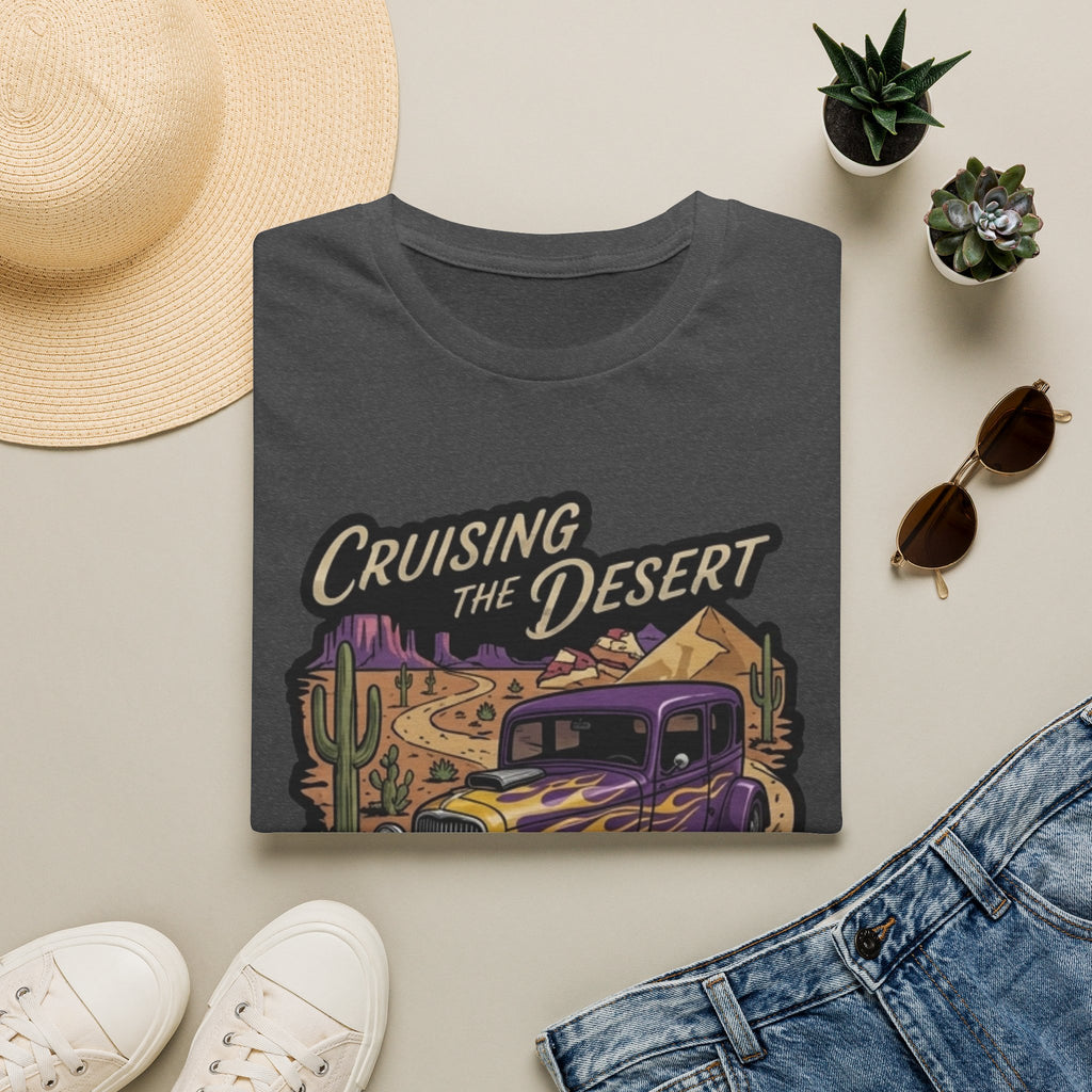 Cruising the Desert Vintage Car T-Shirt with cactus botanicals