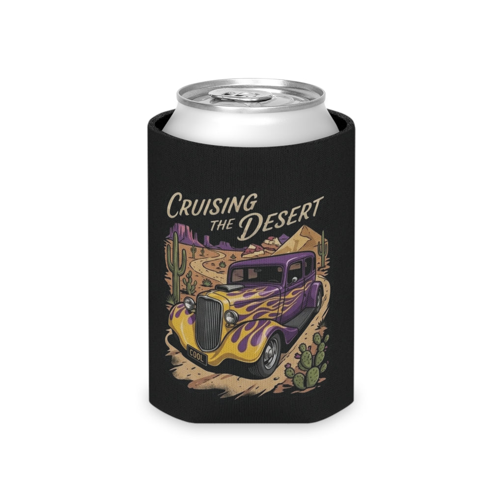 Cruising the Desert Can Cooler with cactus botanicals – Vintage Hot Rod Beverage Koozie