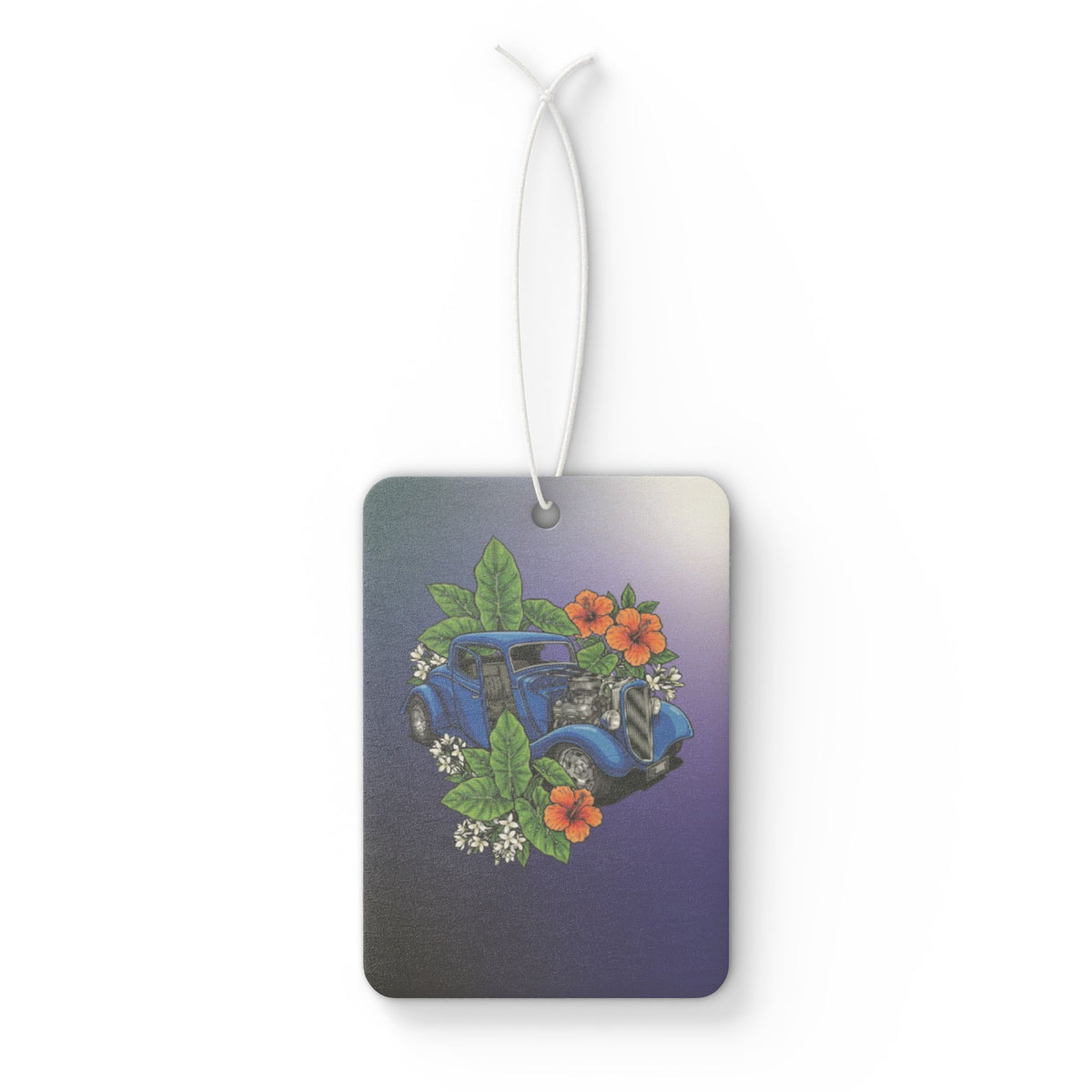 Vintage Blue hotrod Car Air Freshener — Floral Retro Auto Scent