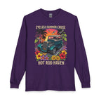Hot Rod Haven Long Sleeve Tee — “Endless Summer Cruise” Vintage Car Beach Shirt with botanicals