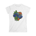 Women's T-Shirt - Classic White Softstyle Tee blue hot rod with hibiscus white blue flames design studio 