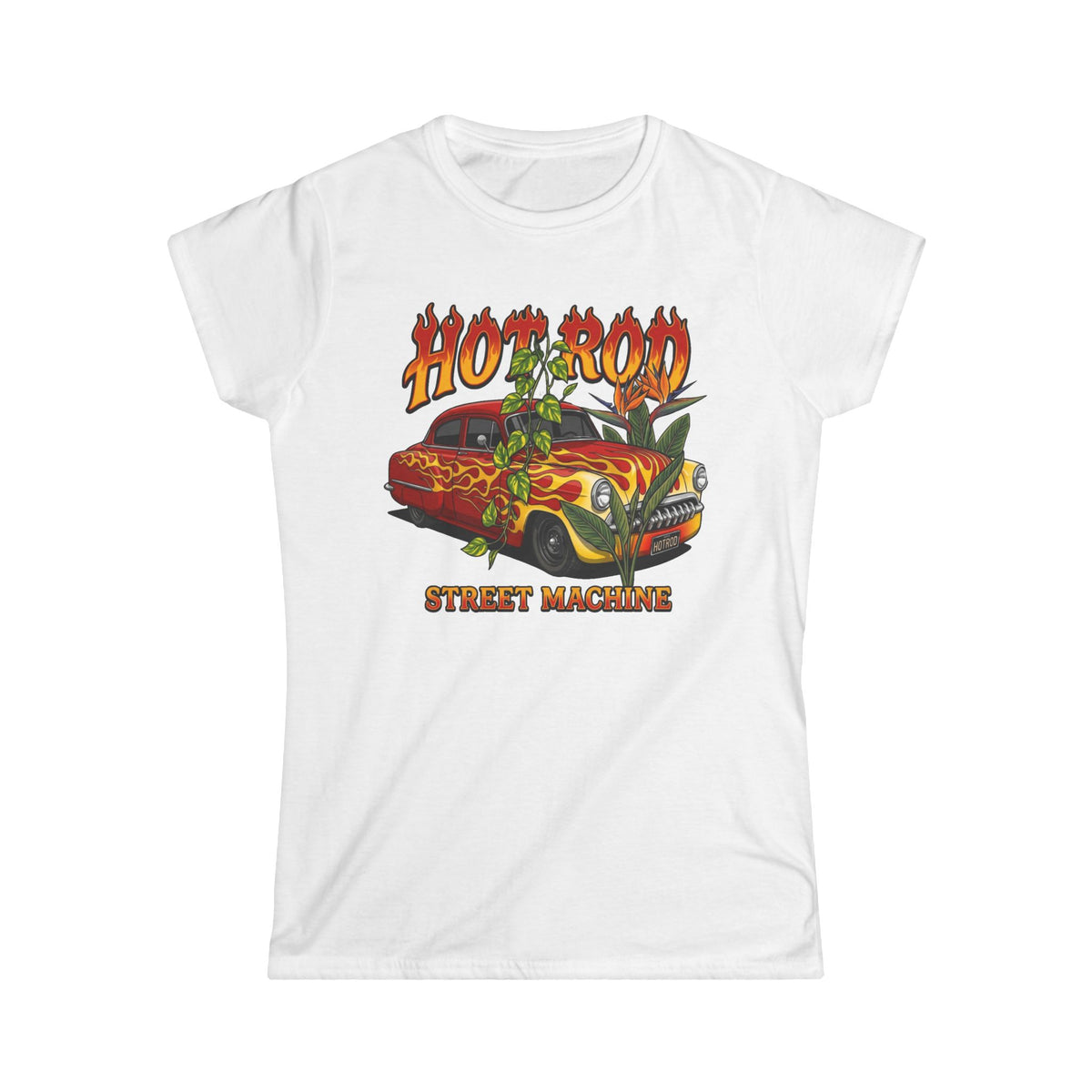 Women’s T-Shirt – Classic Custome car with flames blue flames design studio 